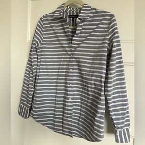 Banana Republic Gray Striped Poplin Shirt